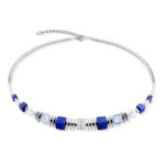 Coeur de Lion Statement Cube Facets Necklace - Blue Silver 