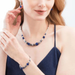 Coeur de Lion Statement Cube Facets Necklace - Blue Silver 