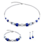 Coeur de Lion Statement Cube Facets Necklace - Blue Silver 