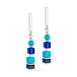 Coeur de Lion Wave Precious Flow Earrings - Teal and Silver 