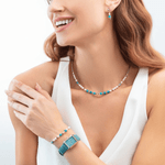 Modern Elegance Spikes Necklace - Turquoise and Pearl Gold