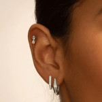 Monica Rich Kosann The Nebula Sterling Silver Earring with Blue Topaz Cabochon and White Sapphires 