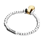 UNOde50 Elastic Beaded Bracelet with Small and Large Beads - Two Tone