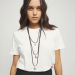 Triple Leather Necklace with Three Spheres