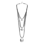UNOde50 Triple Leather Necklace with Three Spheres 