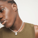 Short Necklace with Silver Threads and Large Sphere