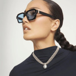 UNOde50 Short Necklace with Silver Threads and Large Sphere 