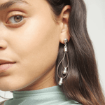 Drop Earrings with Leather and Sphere Detail