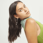 Drop Earrings with Leather and Sphere Detail