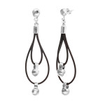 UNOde50 Drop Earrings with Leather and Sphere Detail