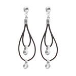 UNOde50 Drop Earrings with Leather and Sphere Detail