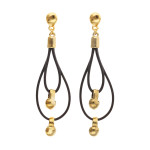 UNOde50 Drop Earrings with Leather and Sphere Detail - Gold 