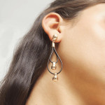 UNOde50 Drop Earrings with Leather and Sphere Detail - Gold