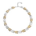 Necklace with Combined Links in Gold and Silver