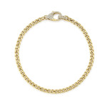 Shy Creation Cuban Chain Bracelet with Pave Diamond Clasp 