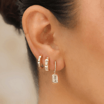Diamond Baguette Earrings with Satin Finish