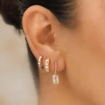 Shy Creation Diamond Baguette Earrings with Satin Finish 