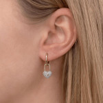 Shy Creation Diamond Pave Heart Lock Earrings 