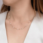 Shy Creation Cultured Pearl Sparkle Chain Necklace 