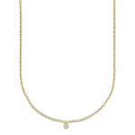 Shy Creation Diamond Bezel Necklace with Center Diamond 