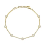 Shy Creation Contemporary Diamond Pave Station Bracelet 