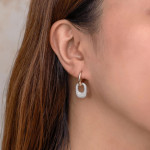 Shy Creation Diamond Oval Link Drop Earrings 