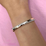 Shy Creation Criss Cross Pave Diamond with Bezel Set Bangle 