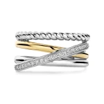 Ti Sento Milano Structured Zirconia Crossover Ring 