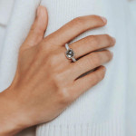 Ti Sento Milano Cushion Cut Grey Stone with Pave Band Ring 