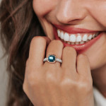 Ti Sento Milano Cushion Cut Dark Blue Stone with Pave Band Ring 