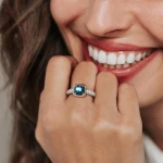 Ti Sento Milano Cushion Cut Dark Blue Stone with Pave Band Ring