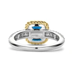 Ti Sento Milano Cushion Cut Dark Blue Stone with Pave Band Ring