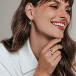 Ti Sento Milano Gold and Silver Earrings with Square Stone in Grey 