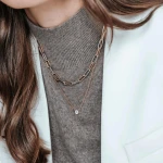 Ti Sento Milano Two Tone Paperclip Chain Necklace
