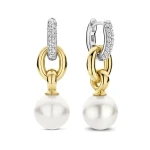 Ti Sento Milano Drop Pearl Earrings with Pave