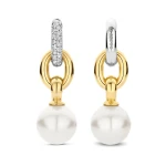 Ti Sento Milano Drop Pearl Earrings with Pave