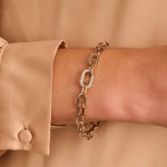 Ti Sento Milano Two-Tone Chain Link Bracelet with Pave Clasp