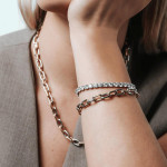 Ti Sento Milano Two-Tone Chain Link Bracelet with Pave Clasp 