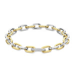 Ti Sento Milano Two-Tone Chain Link Bracelet with Pave Clasp
