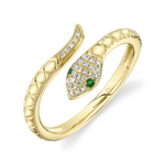 Diamond and Green Green Snake Ring