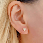 Shy Creation Diamond Center Stud Earrings 