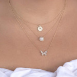 Shy Creation White Gold Pave Circle Necklace 