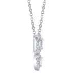 Shy Creation Diamond Double Drop Pear Shape Necklace - White Gold 