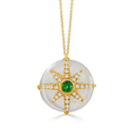 White Orchid Mother of Pearl Necklace with Tsavorite