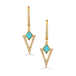 14KT Triangle Drop Earrings with Turquoise