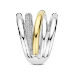 Ti Sento Milano Silver and Gold Bridge Ring with Pave 