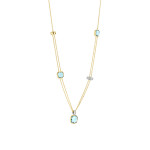 Ti Sento Milano Cushion Cut Aqua Verdi Station Double Chain Necklace