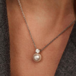 Ti Sento Milano Pearl and CZ Pendant Necklace 