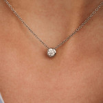 Ti Sento Milano Silver CZ Bezel Pendant Necklace 