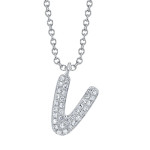 Shy Creation Diamond Initial "V" Necklace 